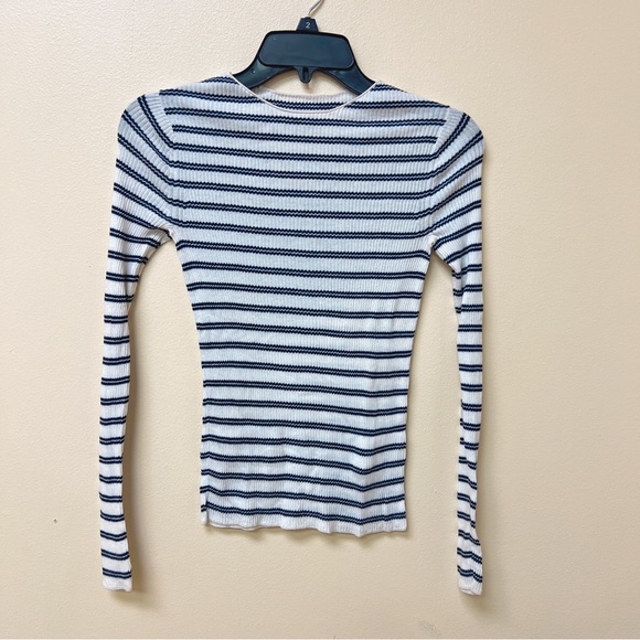 Vince Stripe Ribbed Boatneck Cotton Sweater - Picture 7 of 10